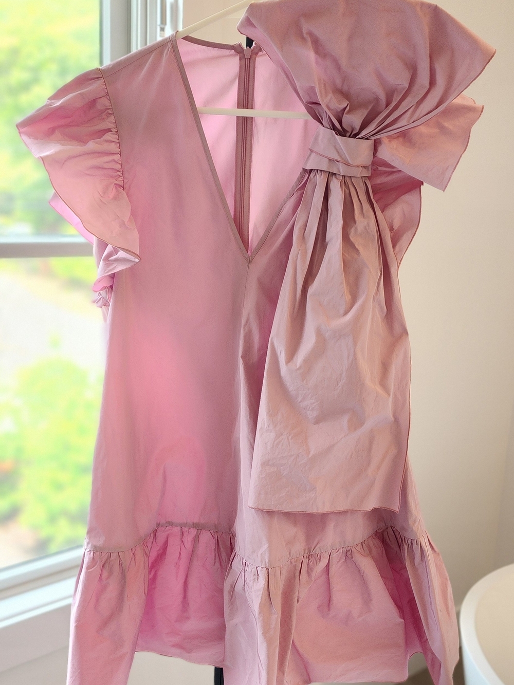 RED Valentino Pink Taffeta Bow Ruffle Mini Dress IT40 Small - Picture 6 of 15